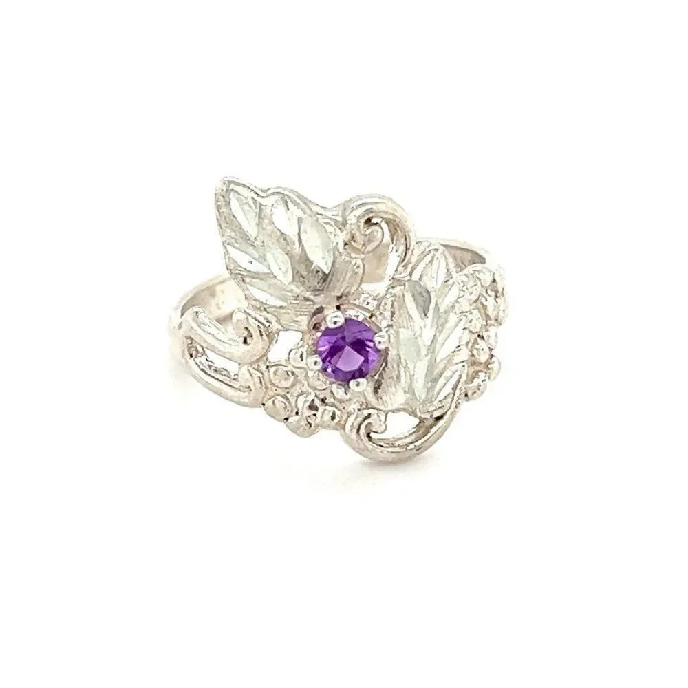 Grape-Shaped‎ Amethyst Sterling Silver Small Ring